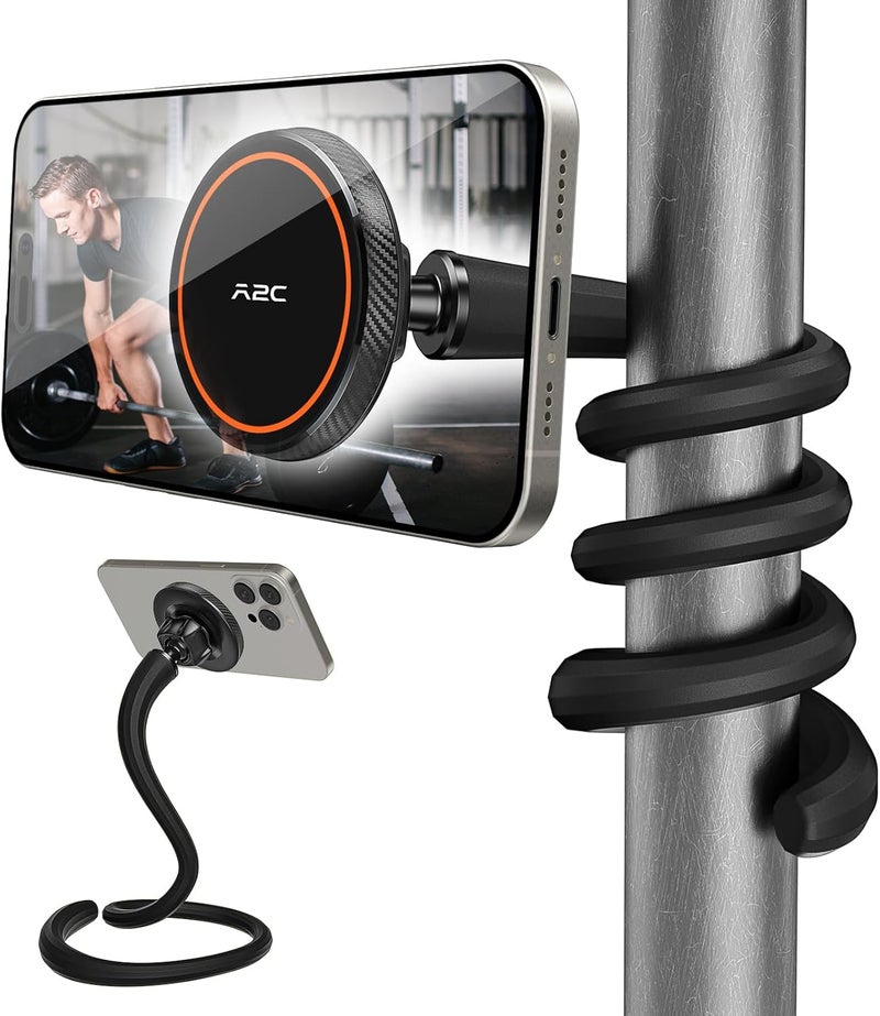 A2C Flexible Gooseneck Phone Holder for iPhone Magsafe, Long Arm Gym Magnetic Phone Holder for Treadmill Peloton, Portable Fitness Home Gym Accessory, Phone Mount for Stroller/Shopping/Golf Cart/Desk - Image 1
